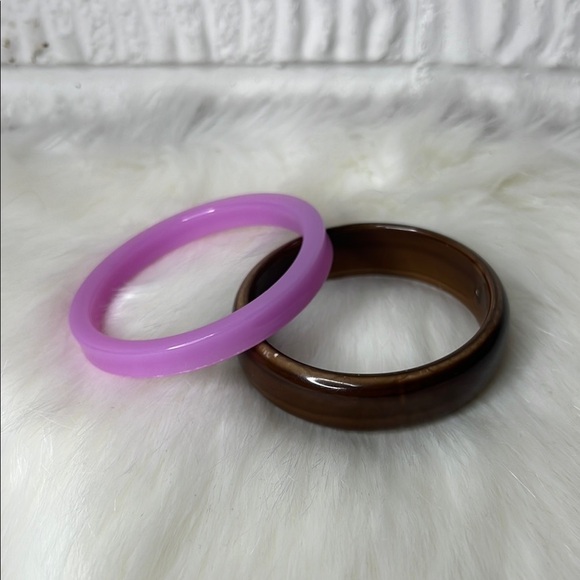Vintage Lucite Purple and Brown Bangle Set - Picture 1 of 1